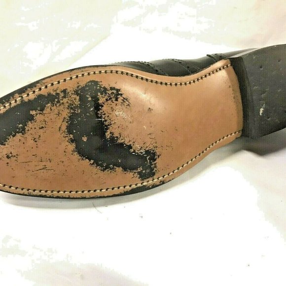 Mens Black Wing Tip Leather Oxford Dress Shoes